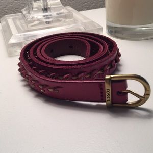 Ladies pink leather belt